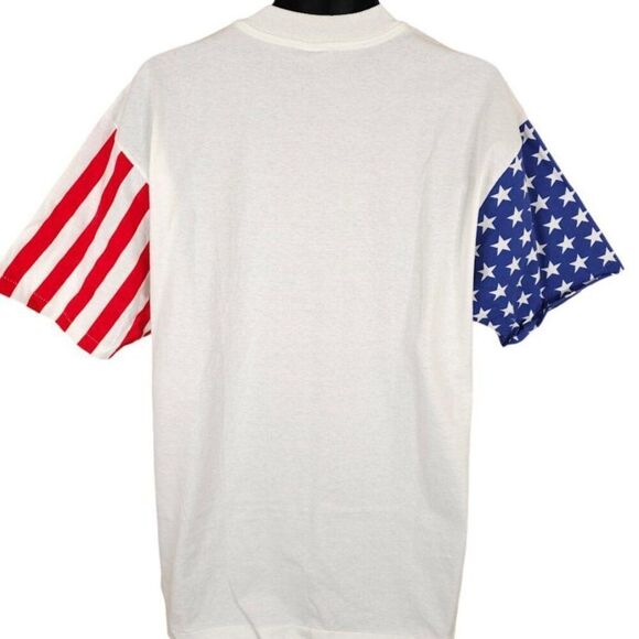 Vintage American Flag T Shirt Mens Size XL White 90s Patriotic Made In USA - Picture 2 of 6